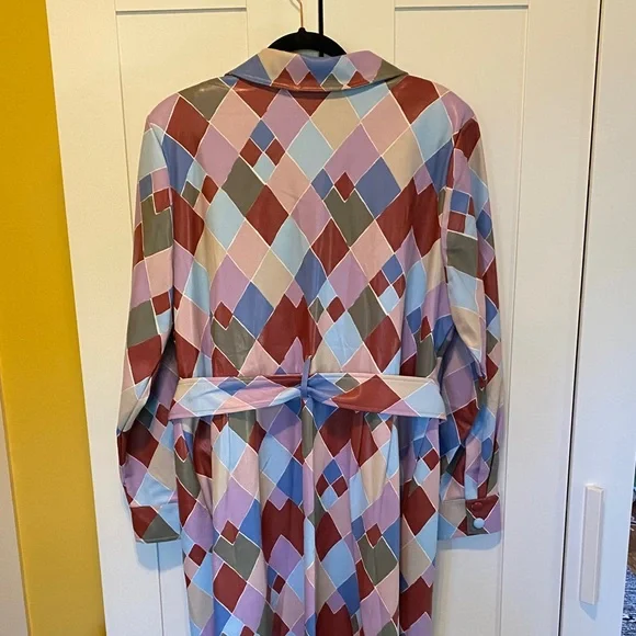 Eloquii Multicolor Diamond Patterned Belted Long-sleeved Dress - Picture 9 of 11